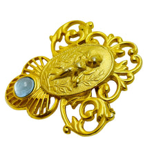 Load image into Gallery viewer, Vintage matte gold cherub angel designer brooch

