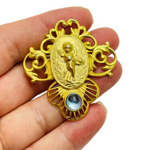 Load image into Gallery viewer, Vintage matte gold cherub angel designer brooch
