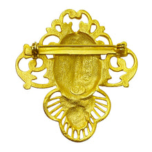 Load image into Gallery viewer, Vintage matte gold cherub angel designer brooch
