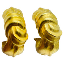 Load image into Gallery viewer, Vintage matte gold designer runway hoop clip on earrings
