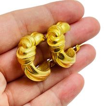 Load image into Gallery viewer, Vintage matte gold designer runway hoop clip on earrings

