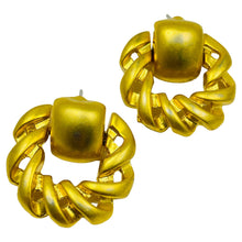 Load image into Gallery viewer, Vintage matte gold door knocker designer pierced earrings
