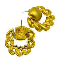 Load image into Gallery viewer, Vintage matte gold door knocker designer pierced earrings

