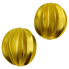 Load image into Gallery viewer, Vintage matte gold geometric designer runway clip on earrings
