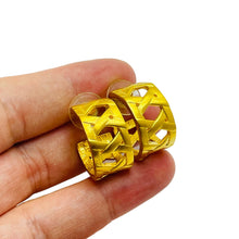 Load image into Gallery viewer, Vintage matte gold hoop designer pierced earrings
