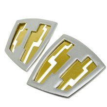 Load image into Gallery viewer, Vintage matte gold silver tone modernist geometric designer pierced earrings
