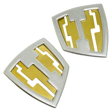 Load image into Gallery viewer, Vintage matte gold silver tone modernist geometric designer pierced earrings
