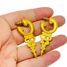 Load image into Gallery viewer, Vintage matte gold tone Etruscan style earrings

