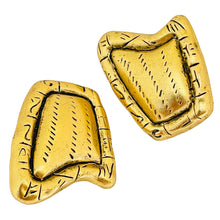 Load image into Gallery viewer, Vintage matte gold tone designer clip on earrings
