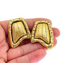 Load image into Gallery viewer, Vintage matte gold tone designer clip on earrings
