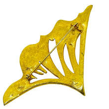 Load image into Gallery viewer, Vintage matte gold tone faux turquoise massive designer brooch
