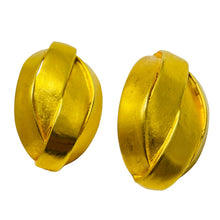 Load image into Gallery viewer, Vintage matte gold tone modernist designer 80's clip on earrings
