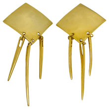 Load image into Gallery viewer, Vintage matte gold tone modernist designer clip on dangle earrings
