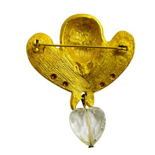 Load image into Gallery viewer, Vintage matte gold tone rhinestones cherub angel designer brooch
