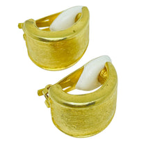 Load image into Gallery viewer, Vintage matte gold tone textured designer clip on earrings
