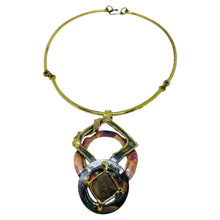 Load image into Gallery viewer, Vintage mixed metal brass copper brutalist artisan designer necklace
