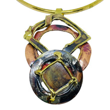 Load image into Gallery viewer, Vintage mixed metal brass copper brutalist artisan designer necklace
