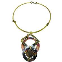 Load image into Gallery viewer, Vintage mixed metal brass copper brutalist artisan designer necklace
