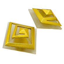Load image into Gallery viewer, Vintage modernist  gold lucite designer runway clip on earrings
