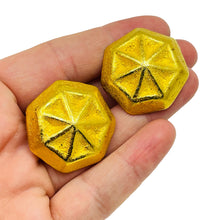 Load image into Gallery viewer, Vintage modernist matte gold designer runway clip on earrings
