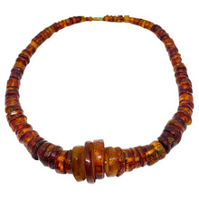 Load image into Gallery viewer, Vintage natural Baltic cognac amber beaded round rondels necklace
