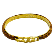 Load image into Gallery viewer, Vintage signed FLORENCE Italy 24k gold plated snake skin bangle bracelet
