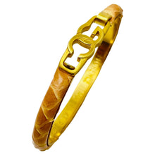 Load image into Gallery viewer, Vintage signed FLORENCE Italy 24k gold plated snake skin bangle bracelet
