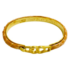Load image into Gallery viewer, Vintage signed FLORENCE Italy 24k gold plated snake skin bangle bracelet
