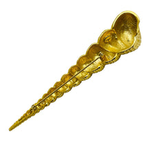 Load image into Gallery viewer, Vintage signed long seashell gold designer brooch
