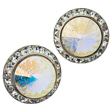 Load image into Gallery viewer, Vintage silver aurora rivioli glass clear rhinestones designer earrings
