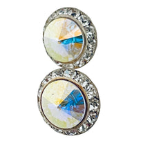 Load image into Gallery viewer, Vintage silver aurora rivioli glass clear rhinestones designer earrings
