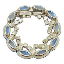 Load image into Gallery viewer, Vintage silver blue rhinestone designer pin brooch
