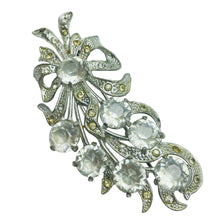 Load image into Gallery viewer, Vintage silver glass stones flower massive designer brooch
