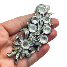 Load image into Gallery viewer, Vintage silver glass stones flower massive designer brooch
