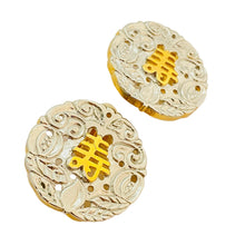Load image into Gallery viewer, Vintage silver gold Asian Chinese designer runway clip on earrings

