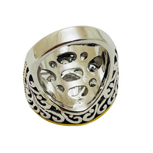 Load image into Gallery viewer, Vintage silver gold glass designer runway ring
