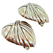 Load image into Gallery viewer, Vintage silver gold tone large heart designer clip on earrings
