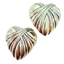 Load image into Gallery viewer, Vintage silver gold tone large heart designer clip on earrings
