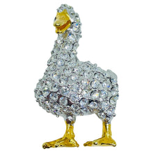Load image into Gallery viewer, Vintage silver gold tone pave rhinestones duck figural designer brooch
