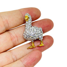 Load image into Gallery viewer, Vintage silver gold tone pave rhinestones duck figural designer brooch
