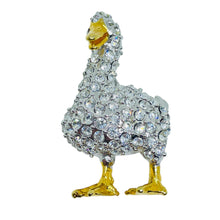 Load image into Gallery viewer, Vintage silver gold tone pave rhinestones duck figural designer brooch
