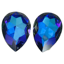 Load image into Gallery viewer, Vintage silver huge faceted glass designer runway clip on earrings
