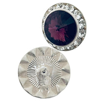 Load image into Gallery viewer, Vintage silver purple rivioli glass clear rhinestones designer earrings
