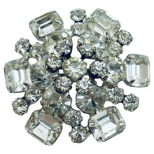 Load image into Gallery viewer, Vintage silver rhinestone massive designer brooch
