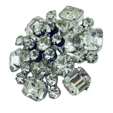 Load image into Gallery viewer, Vintage silver rhinestone massive designer brooch
