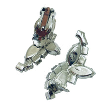 Load image into Gallery viewer, Vintage silver rhinestones designer clip on earrings
