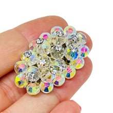 Load image into Gallery viewer, Vintage silver tone aurora borealis crystal beaded cluster designer brooch
