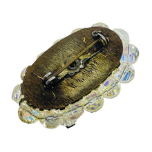 Load image into Gallery viewer, Vintage silver tone aurora borealis crystal beaded cluster designer brooch

