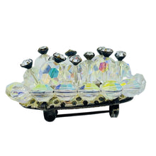 Load image into Gallery viewer, Vintage silver tone aurora borealis crystal beaded cluster designer brooch
