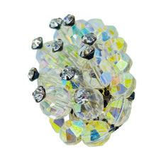 Load image into Gallery viewer, Vintage silver tone aurora borealis crystal beaded cluster designer brooch
